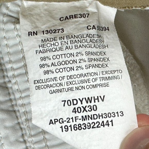 Wrangler Regular Taper‎ Adult Size 40 Flat Front Chino Cargo Pants Men Beige/Tan - Picture 5 of 8